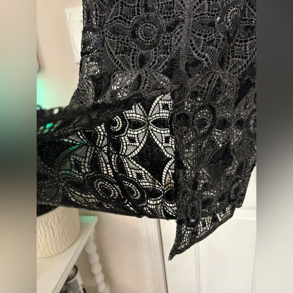 Express Black Sequin Silver Metallic Skirt Size 10 - Picture 7 of 12